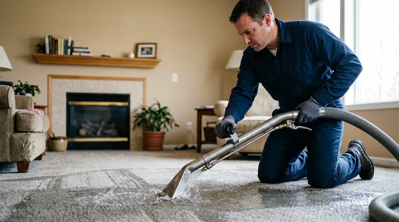 Water damage restoration technician working near Tustin, MI
